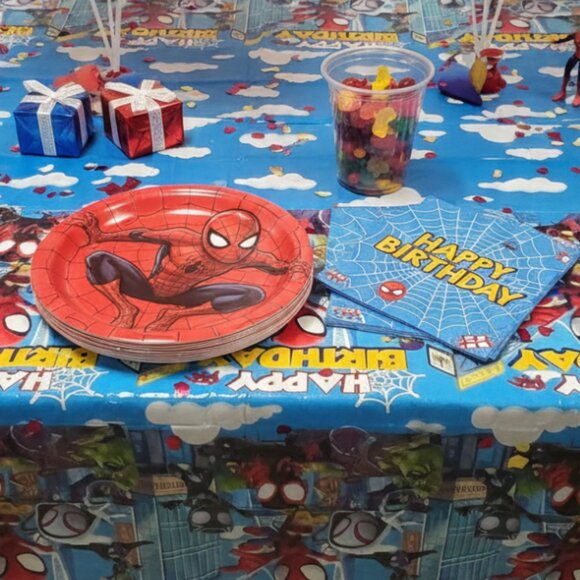 Spider-Man & Friends Happy Birthday Plastic Tablecloth 54" x 108" Party Decor 4p - Picture 2 of 4
